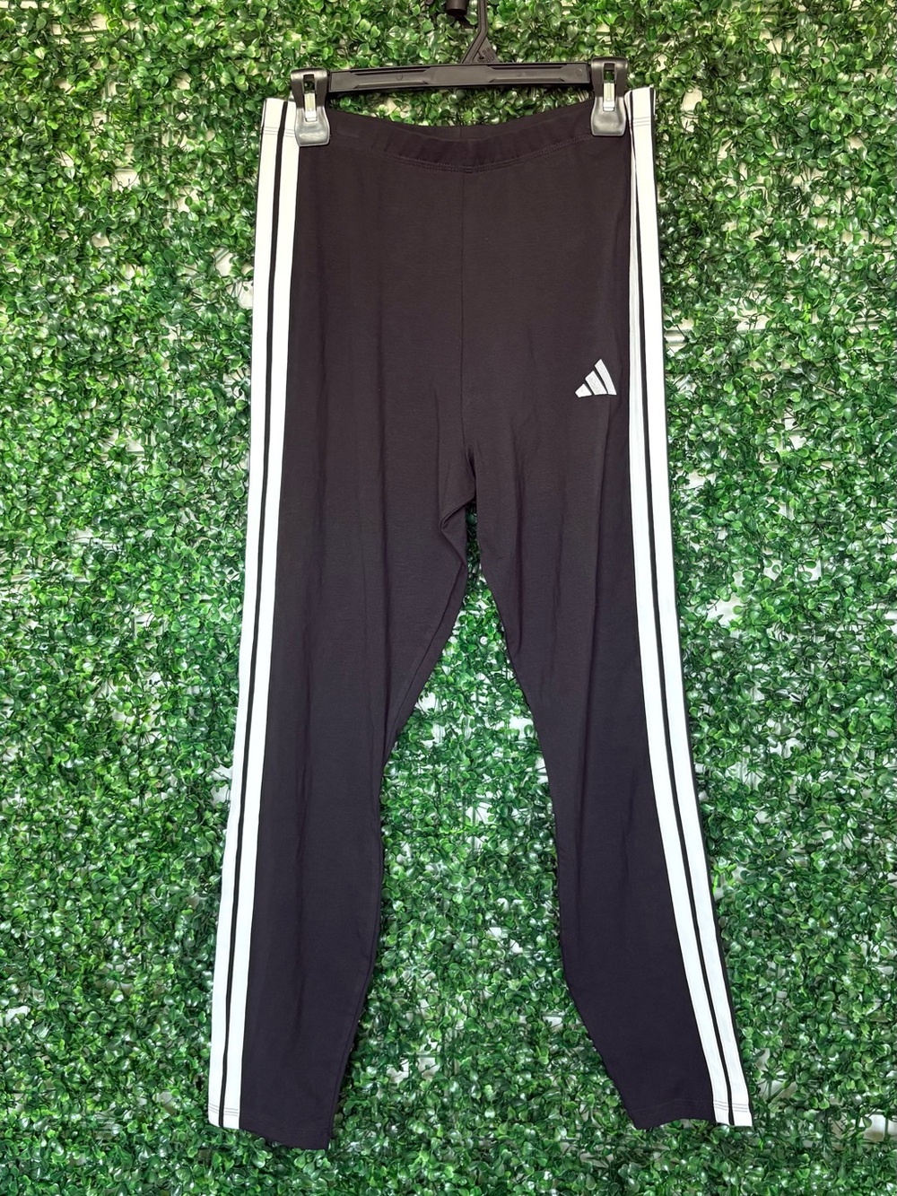adidas Black Leggings with White Side Stripes